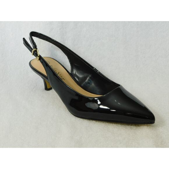 W635 Bella Vita Black Scarlett II Kitten-Heel Slingback Pumps - 7.5 WW - Picture 1 of 5